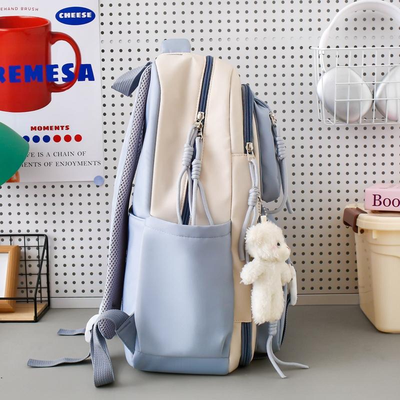 Large Capacity Backpack Student Lightweight Schoolbag Color Contrast Backpack