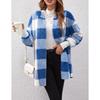 Women's Autumn and Winter Hooded Plaid Warm Top, Mid To Long Plush Cardigan Jacket