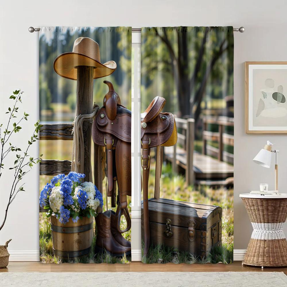 

2 pcs, filtering curtains (excluding rods, non-movable, without batteries) Strong Denim-Themed for use in bedrooms and living 29x65in(75x166cm)