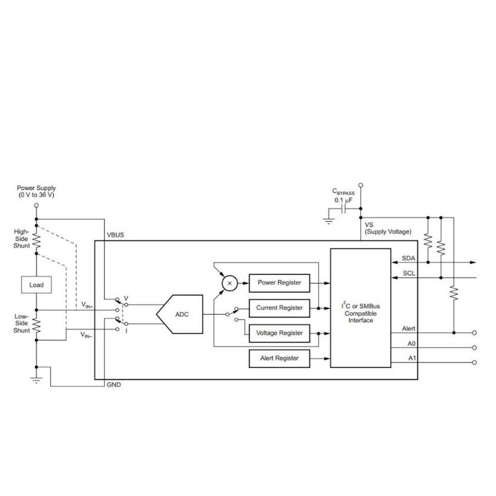 INA226 Voltage And Current Monitor Current Sensor Module 36V Bidirectional I2C PCB Current Sensor Module