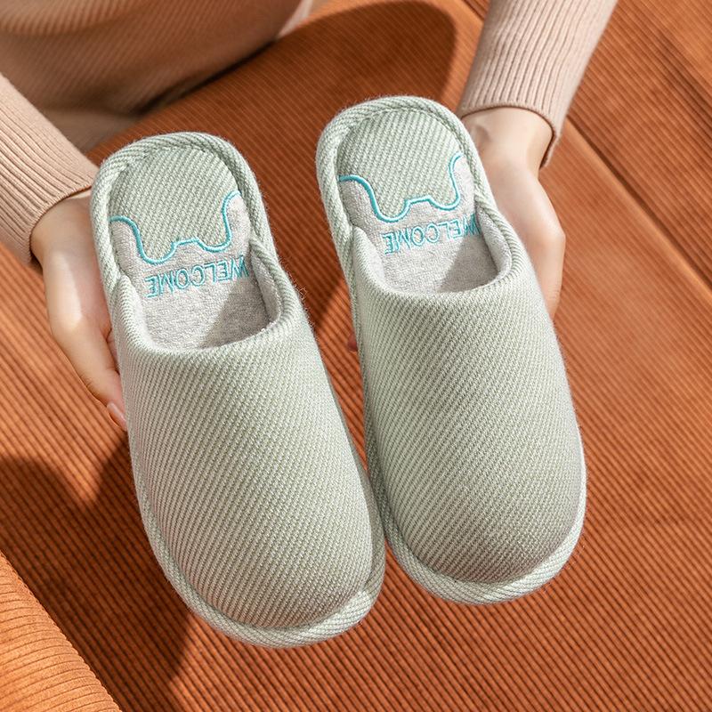 Neue Baumwollpantoffeln Herbst und Winter Herren- und Damen-Indoor-Haus Baumwolle und Leinen Pantoffeln Paar Baumwollmop