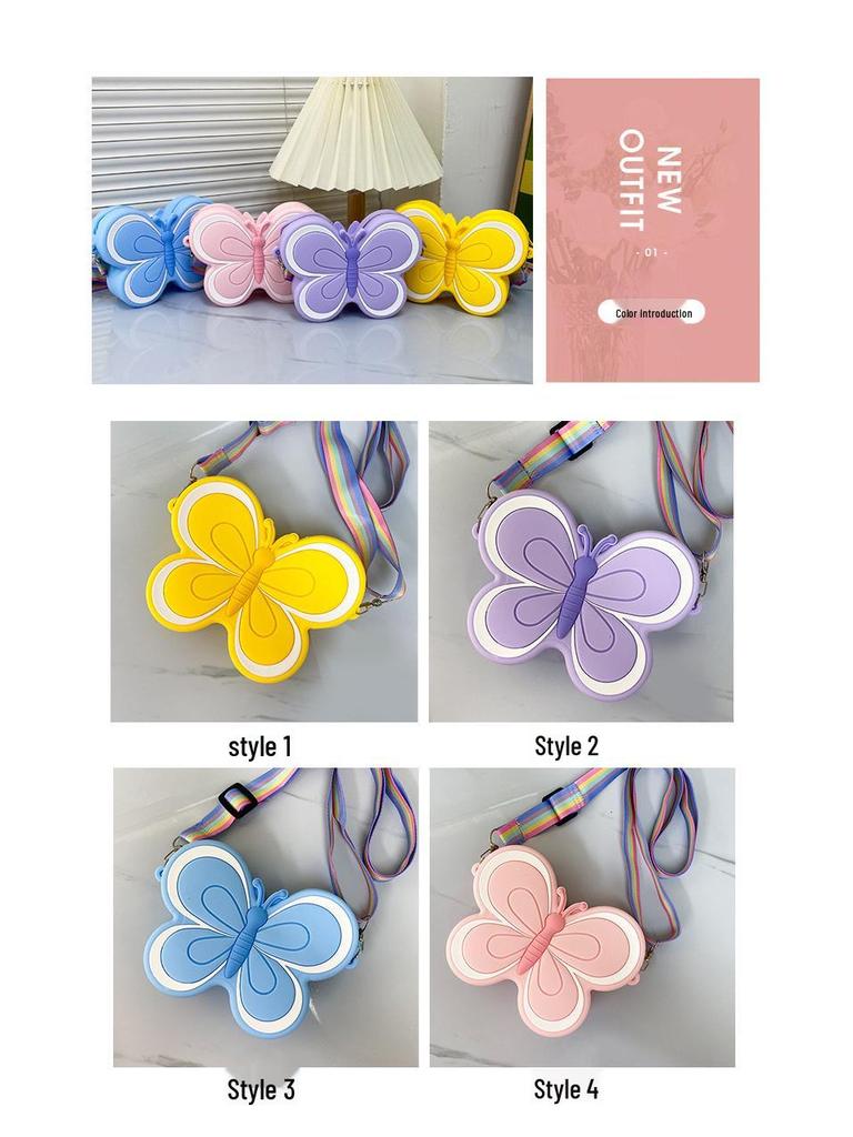 Modna silikonowa torebka crossbody dla dzieci w kształcie motyla z kokardką - Idealna do przedszkola