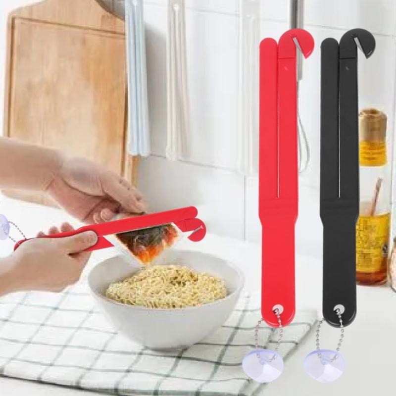 Extrusion Type- Food Bag Opener with Blade- and Squeezer for Kitchens Includes Hang Chain and Suction Cup Easy- Storage