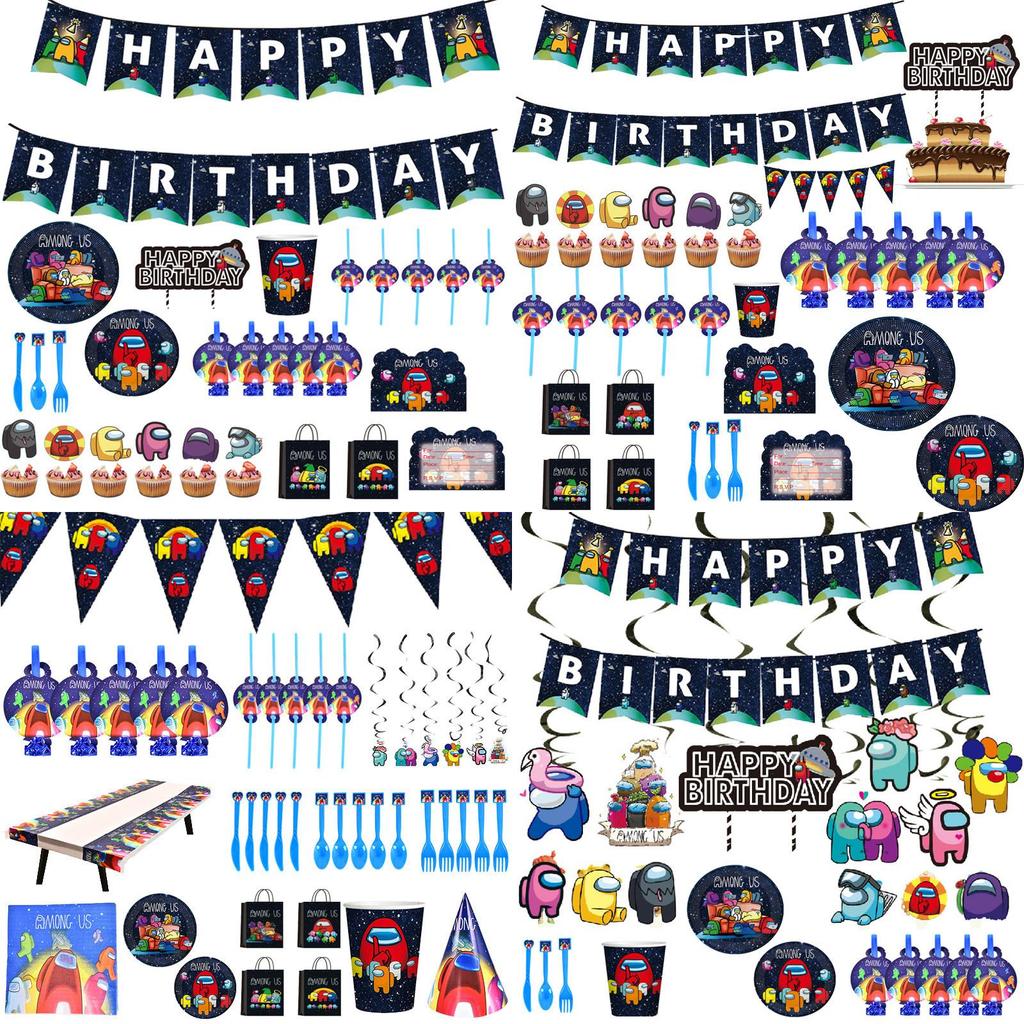 Birthday Theme Party Supplies Decoration Kids Plate Tablecloth Banner