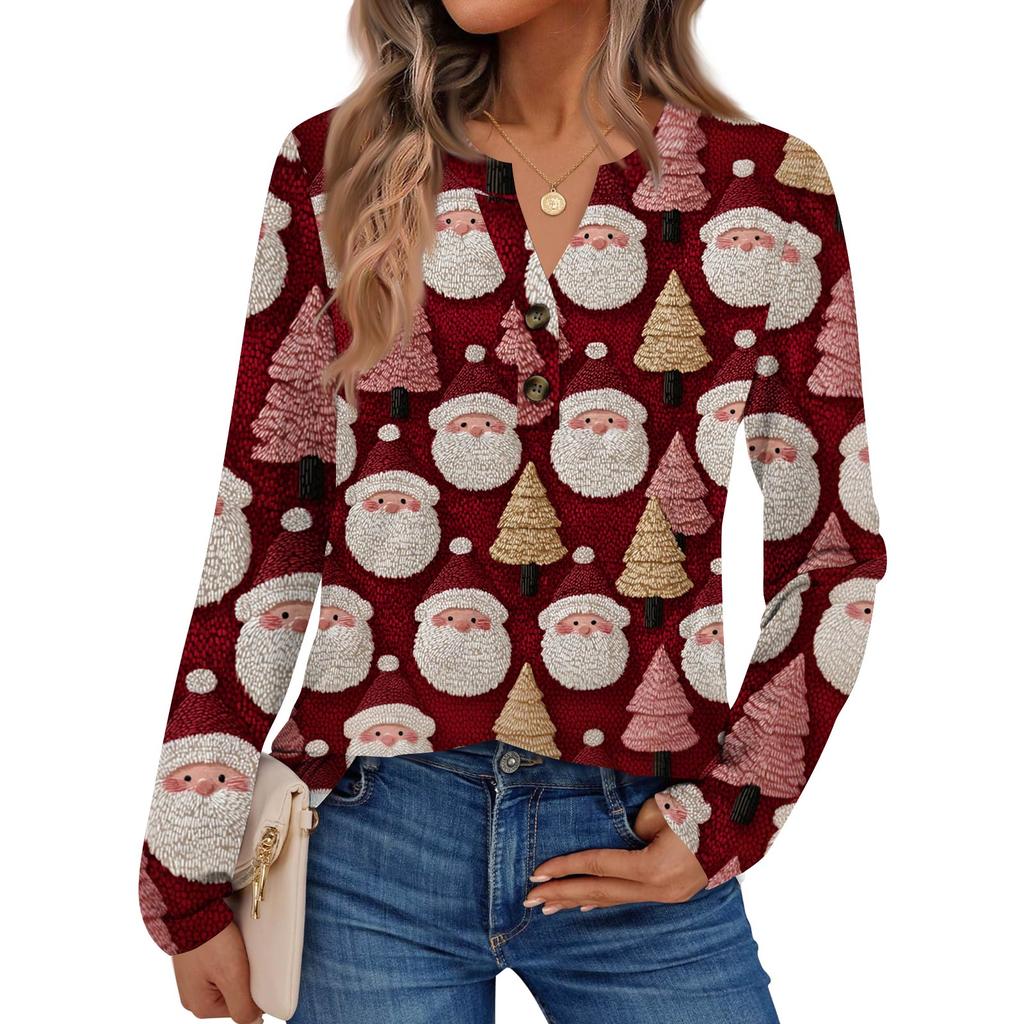 Women's Print Long Sleeve Shirts Elegant Casual Tops Trendy Shirts Tops