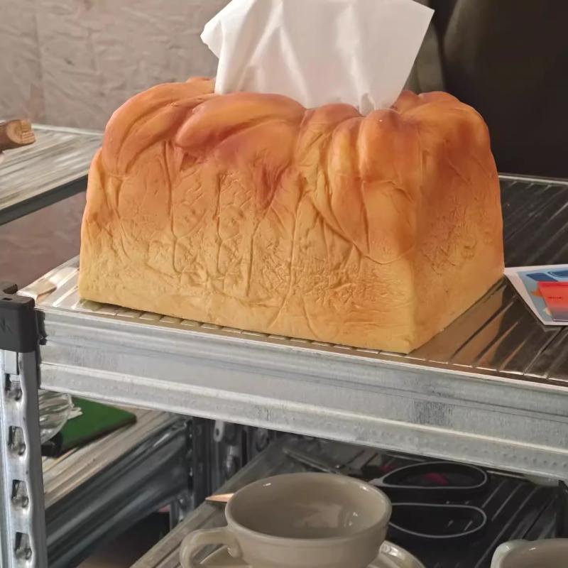 Cream Style Thriving Bread Tissue Box, Home Living Room Paper Box, Simulated Cream Toast Bread Shape