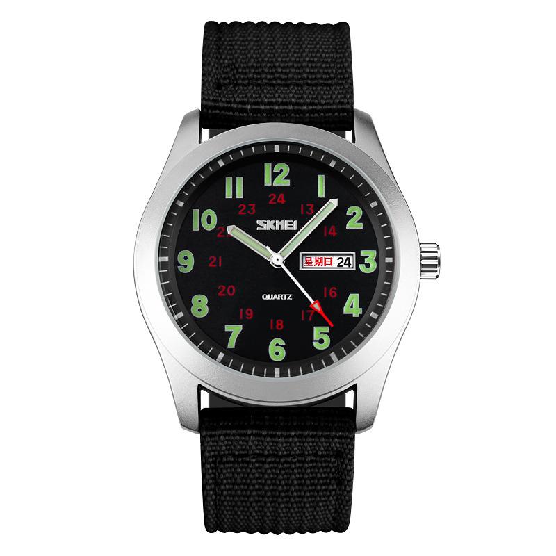 Moment Beauty Genuine Fashion Nylon Woven Strap Trendy Male God Double Calendar Quartz Watch Luminous Watch