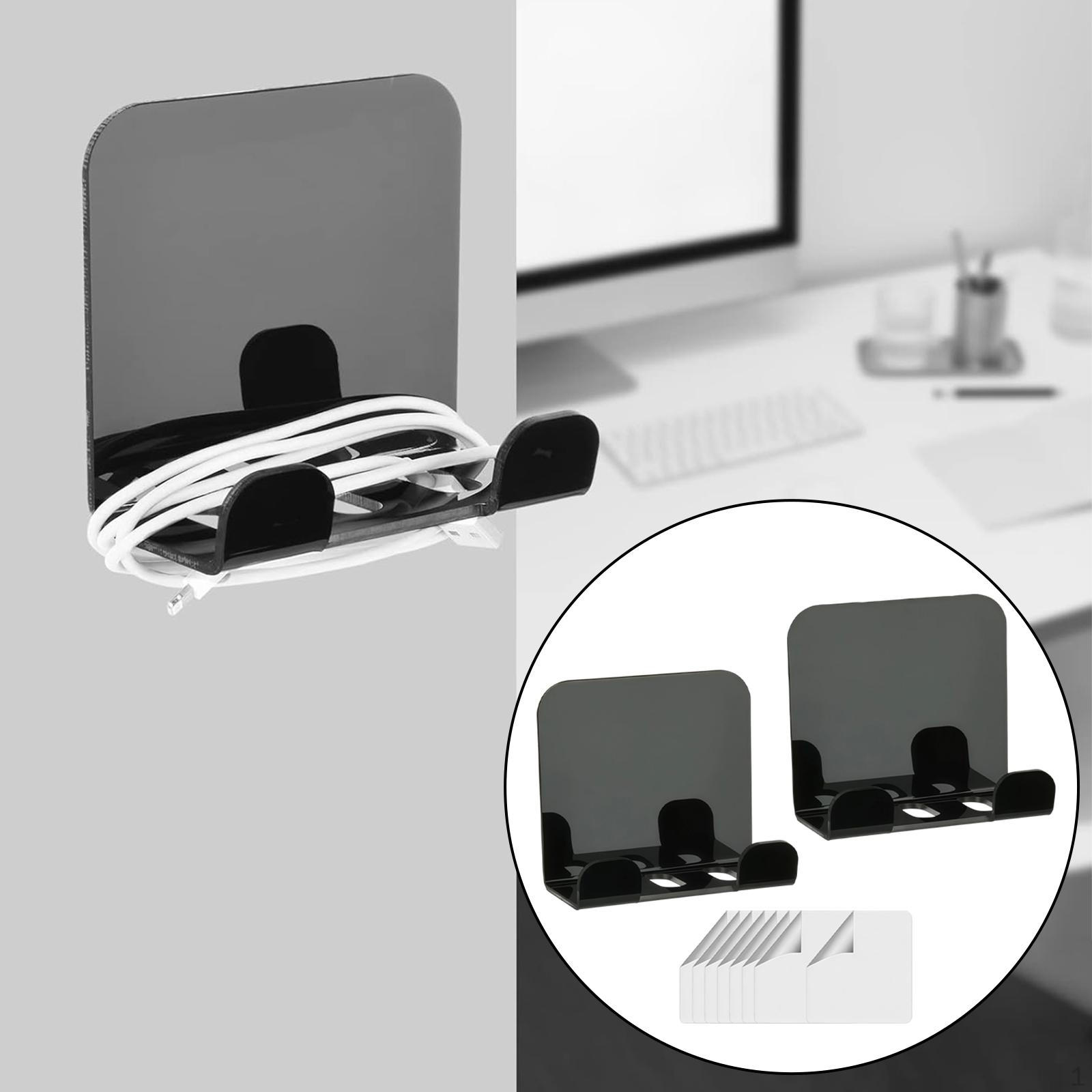 

2 Pieces Wall Mount Phone Holder Storage Bracket Non Slip Shelf Self Sticky Bedside Organizer чорний