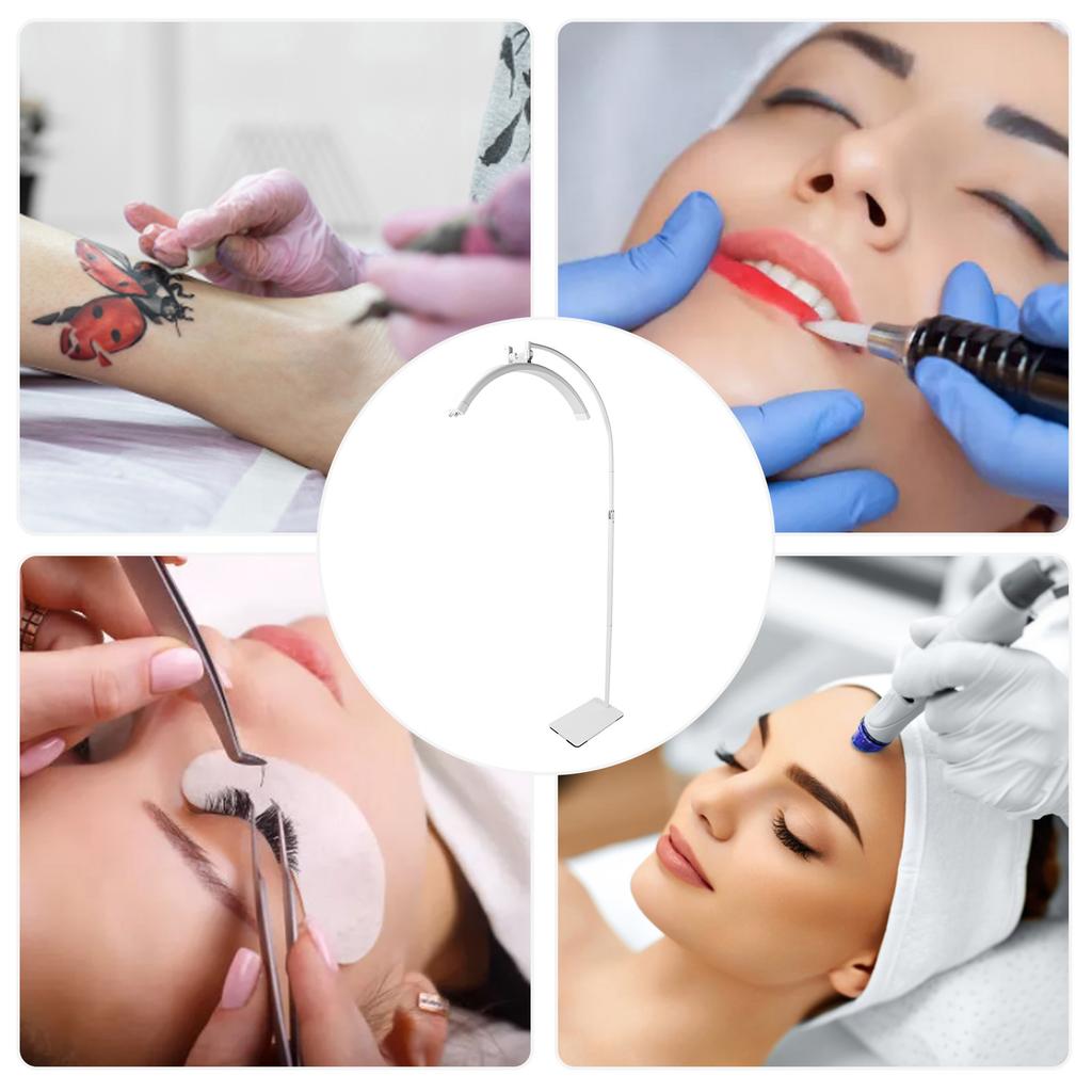 Half Moon Shaped Beauty Floor Lamp 3 Color Temp Adjustable Eyelash LED Floor Light for Skincare Tattoo 100‑240V US Plug