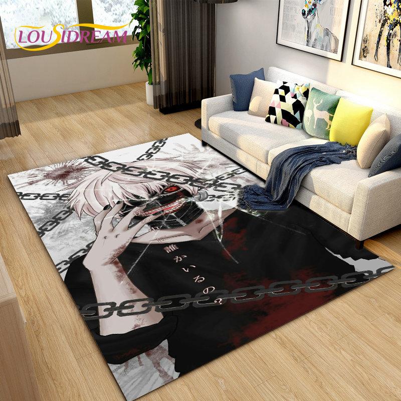 Tokyo Ghoul Japan Anime Cartoon Area Rug,Carpet Rug for Living Room Bedroom Sofa Doormat Decoration, Kid Play Non-slip Floor Mat