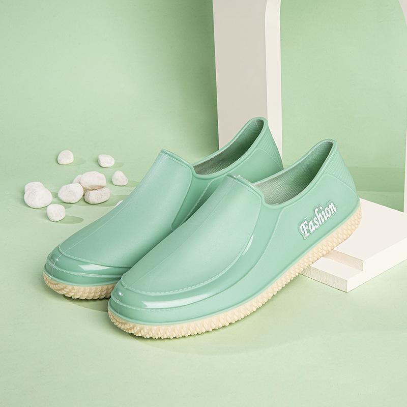 Water Shoes Spring and Autumn Shallow Mouth Rain Shoes Women's Non-slip Low-top Flat-bottom Rain Boots Water Boots Work Non-slip Sole Rubber Shoes