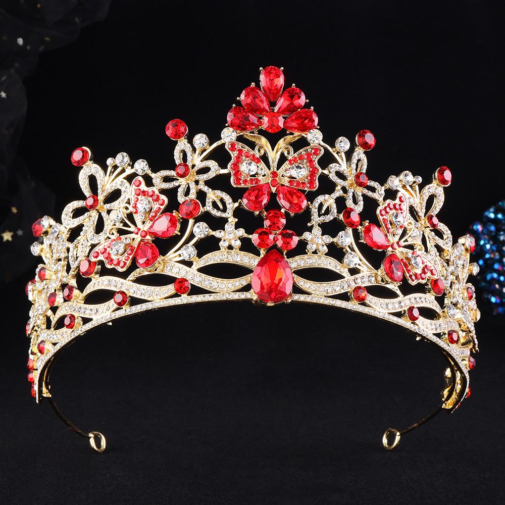 DIEZI Luxury Butterfly AB Rhinestone Crystal Tiara For Women Wedding Party Elegant Bridal Bride Crown Jewelry Hair Accessories