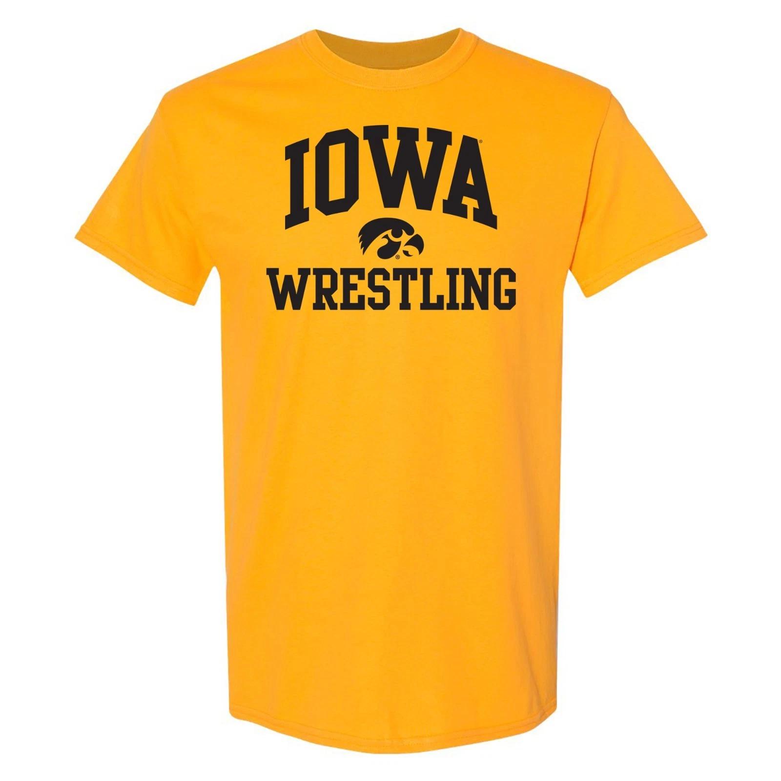 Iowa Hawkeyes Arch Logo Wrestling T-Shirt - Gold L