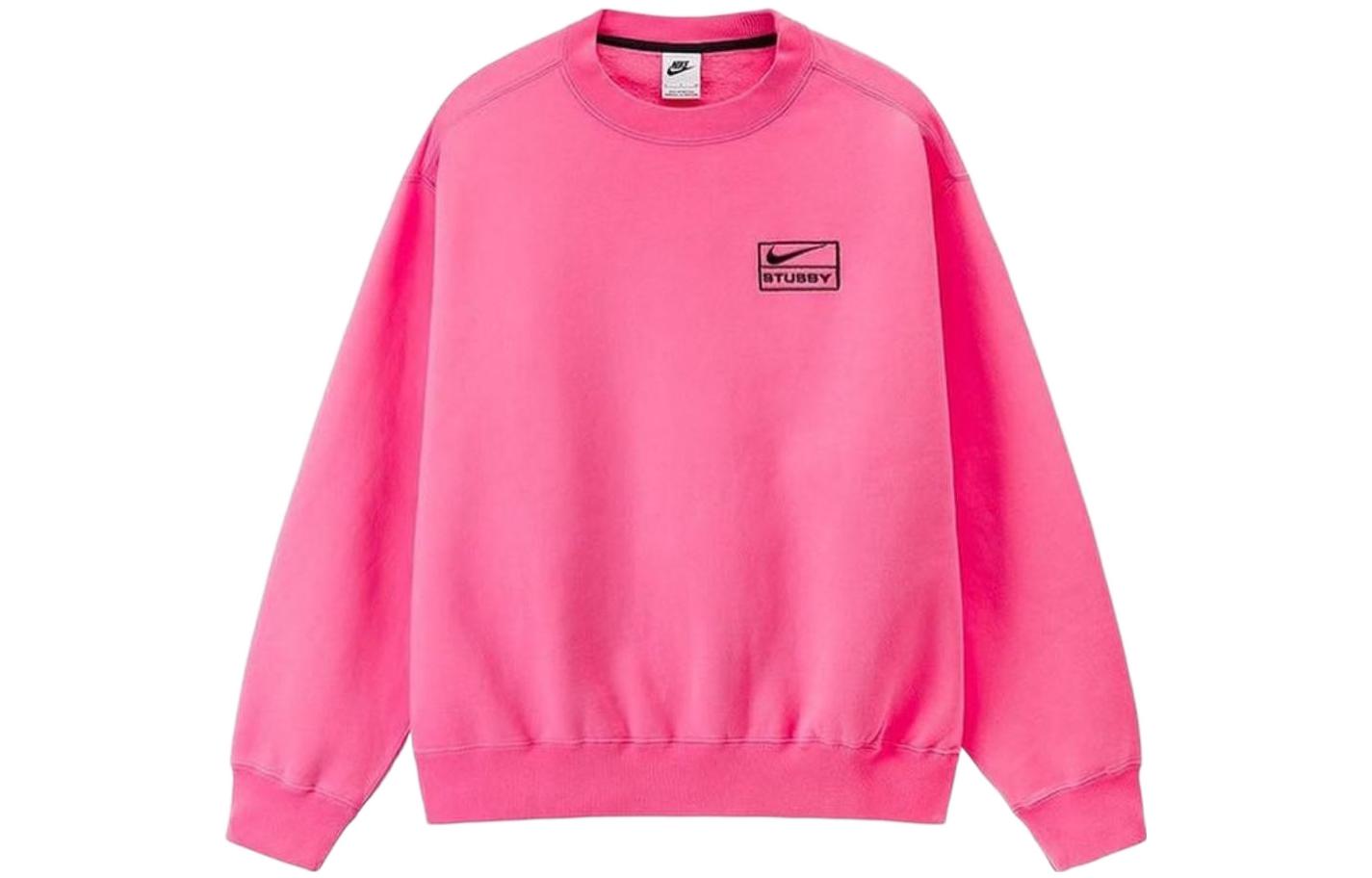 

Nike x Stussy FW22 Logo Print Crew Neck Long Sleeved Thickened And Fleece Lined Sweatshirt Asia Version Unisex Pink DO5311-670 S