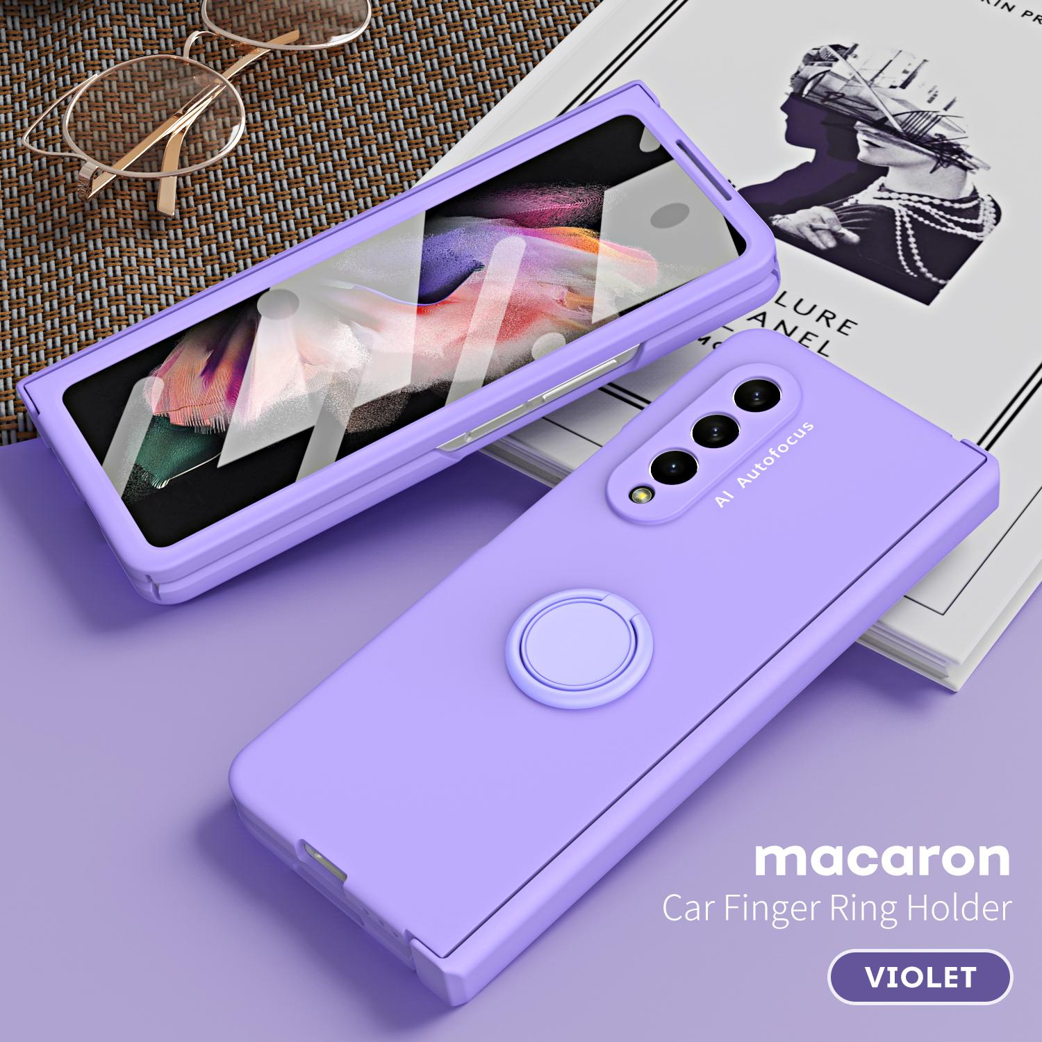 

Для Samsung Galaxy Z Fold 6 5 чехол шарнирная броня магнитная складная 4 3 2 автомобильный держатель с кольцом на палец 360 полная защитная крышка противоударный For Galaxy Z Fold 2 фиолетовый