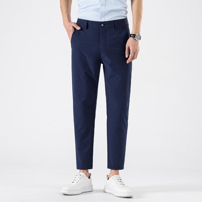 Summer Men's Light Business Casual Trousers Versatile Breathable Nine-minute Trousers Small Suit Trousers