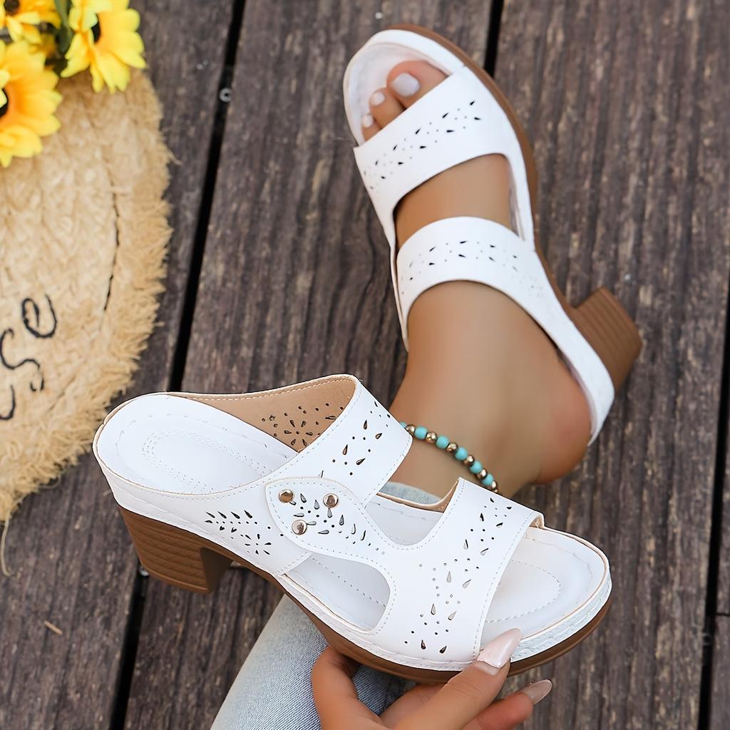 Neuer Stil Offene Zehenpartie Große Größe Klobige Plateau-Slipper mit dicker Sohle für Damen, Offene Zehenpartie High-Heel-Slipper, Strandsandalen