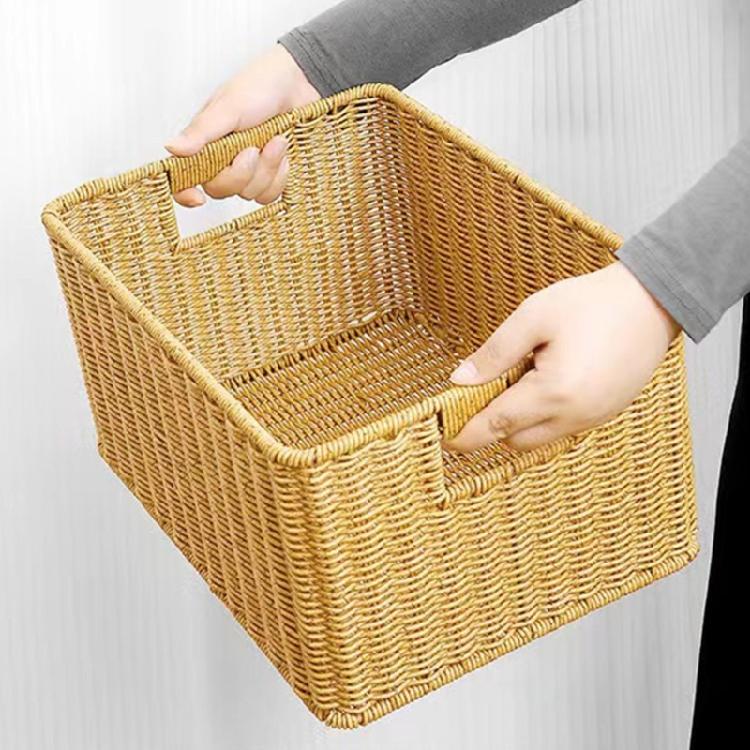 Rectangular Woven Organizers Baskets Practical Rattan Organizers Rectangular Storage Baskets for Kitchen and Home