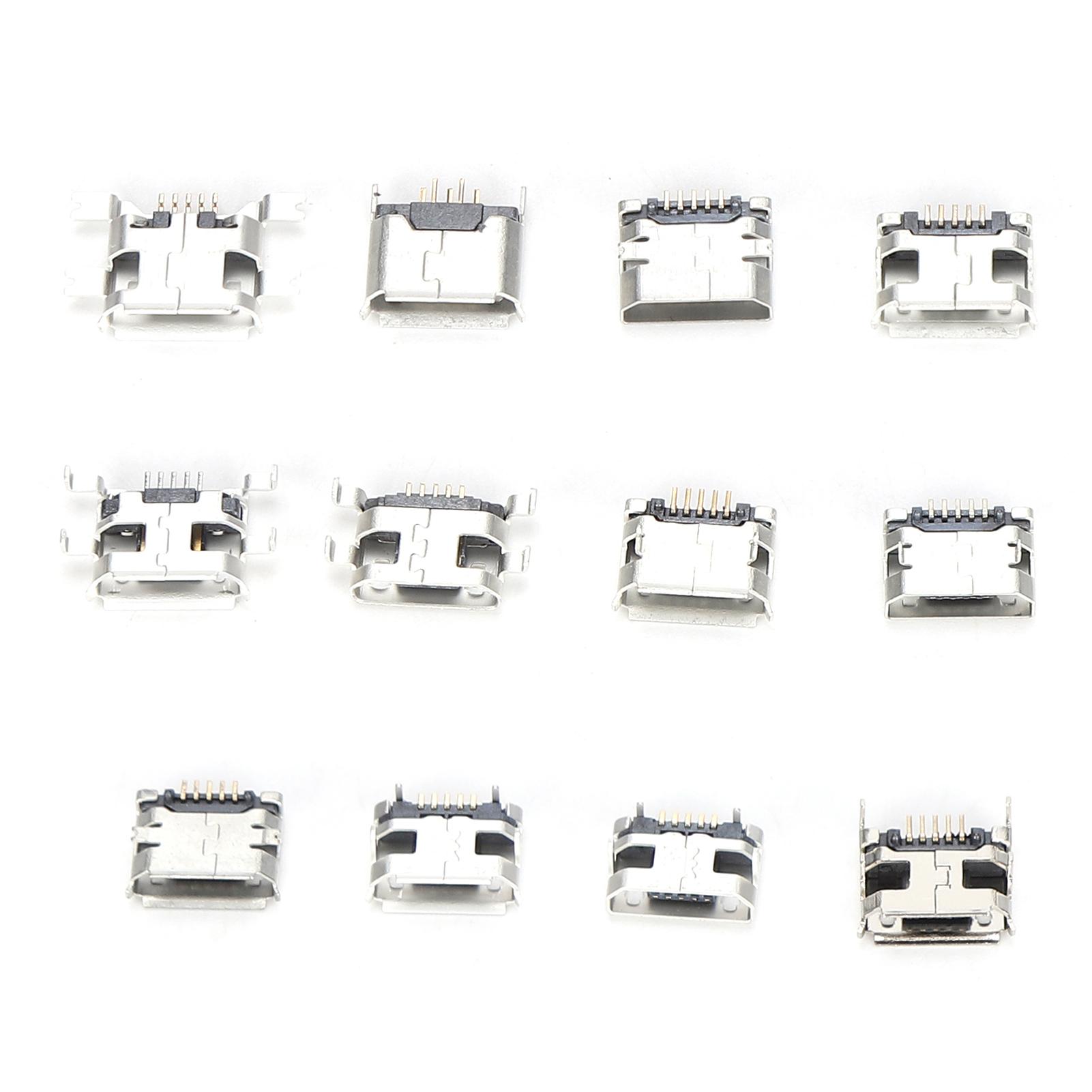 

60Pcs SMD Connector Mini USB Stainless Steel Port 12 Kinds Industrial Control Components