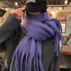 Korean Style Plaid Mohair Scarf - Women's Winter Imitation Cashmere Shawl