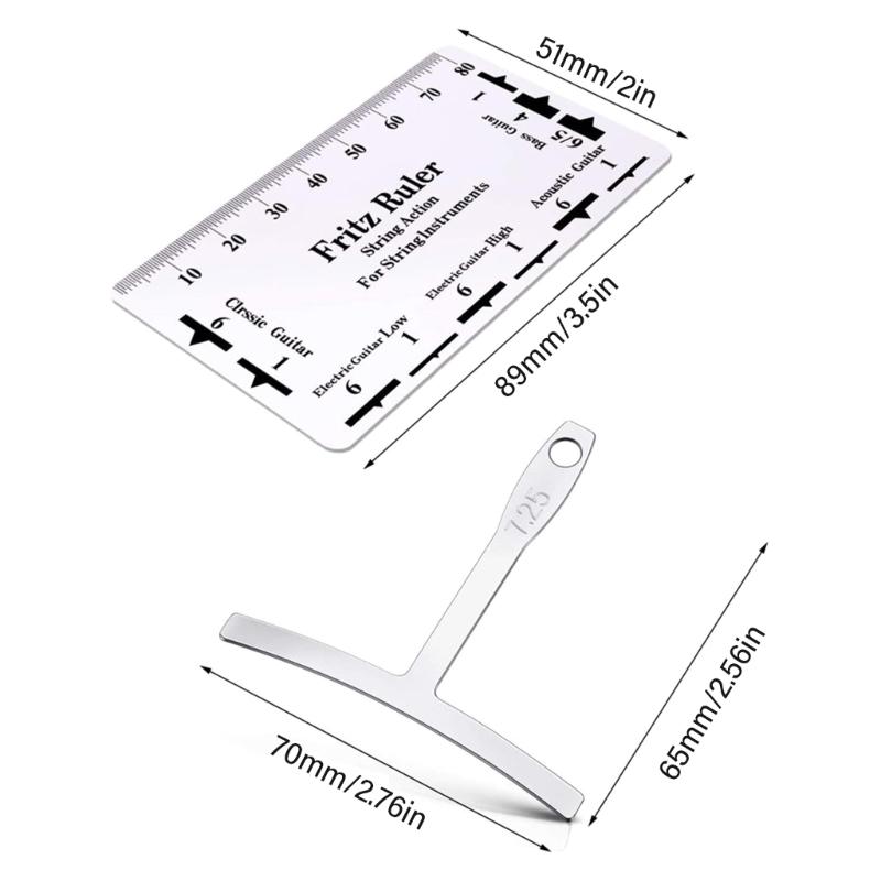 Guitar Gauge Tool Ruler Radius Gauge Tool & Guitar String Height Ruler Guitar Repairing Measuring Tool for Guitar Bass