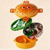 Microwave Safe Bentos Container Cartoon Hamburger Design Compartments Lunch Box Builts In Utensils Portable For Kids Adults Outdoor Activity