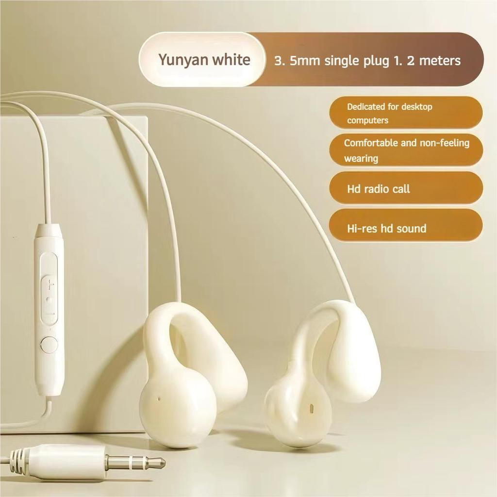 Wired Headphone In-ear Type-c 3.5mm Earphone Earclip With Microphone Mic Headphones Earring Sports Headset For Wire Control and Microphone Call