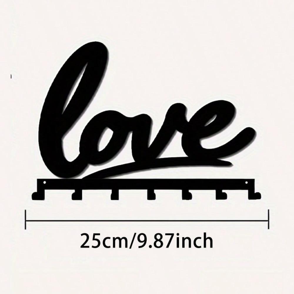 Metal Love Word Wall Hook 7 Hook Set Rustproof Home Decor Organizer for Keys Towels Coats Kitchen