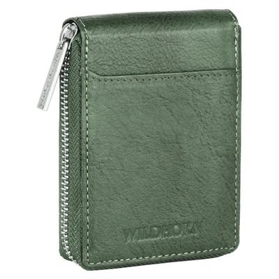Green Leather Wallet for Men I Full Zip Closure Card Holder Wallet I External Slip Pocket I Coin Pocket