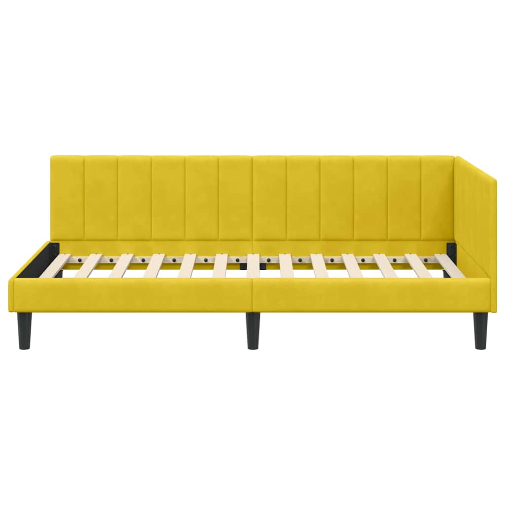 L Shaped Bed Frame with Headboard Yellow 90 Cm X 200 Cm Velvet