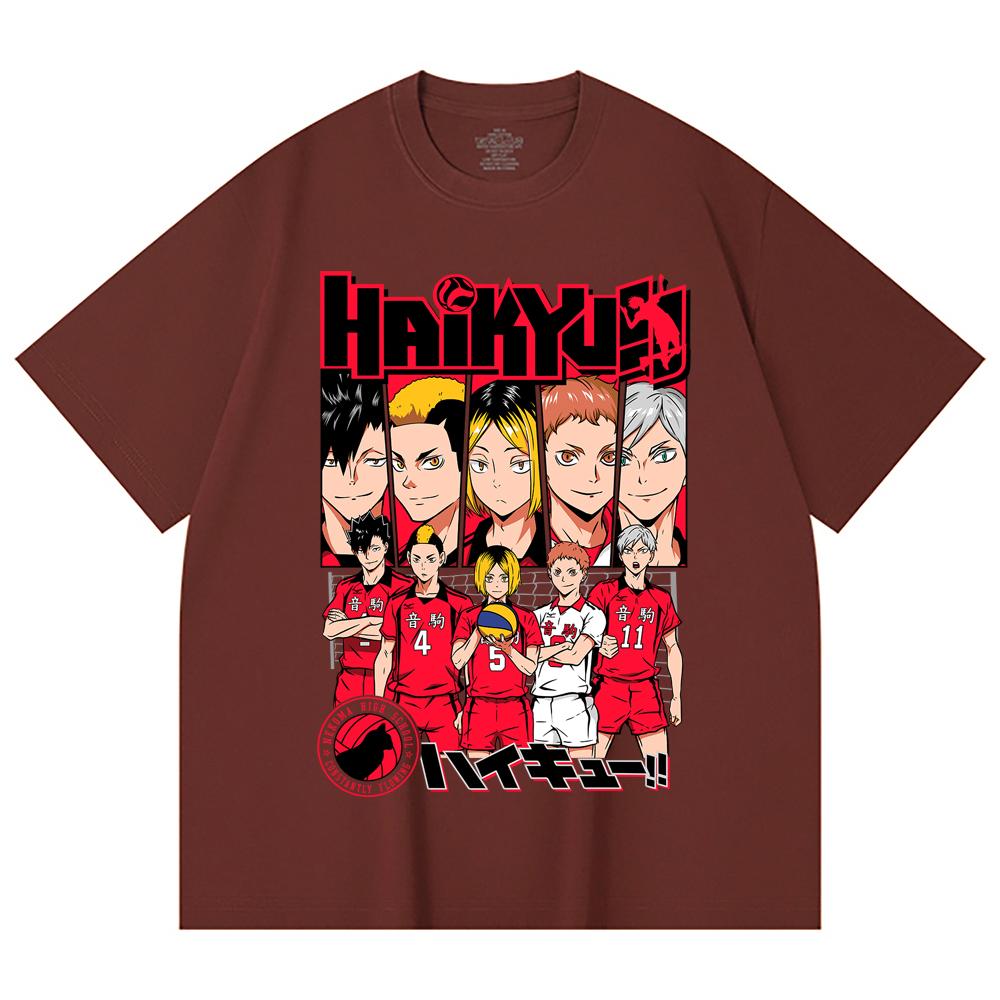 230 Gsm 100% Cotton Haikyu V8 Nekoma High Print Unisex Heavy Cotton T Shirt