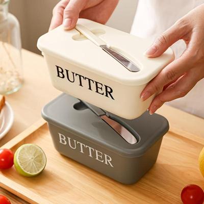 Butterdose mit Deckel - Luftdichter Lebensmittelaufbewahrungsbehälter für Butter, Aufstriche, Gewürze - Transparenter Deckel mit Sichtfenster, Platzsparender Küchenorganisator