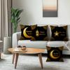 Ramadan Golden Crescent Moon Cushions Pillowcase Polyester Cushion Cover Throw Pillow Pillowcover Home Car Sofa Decor