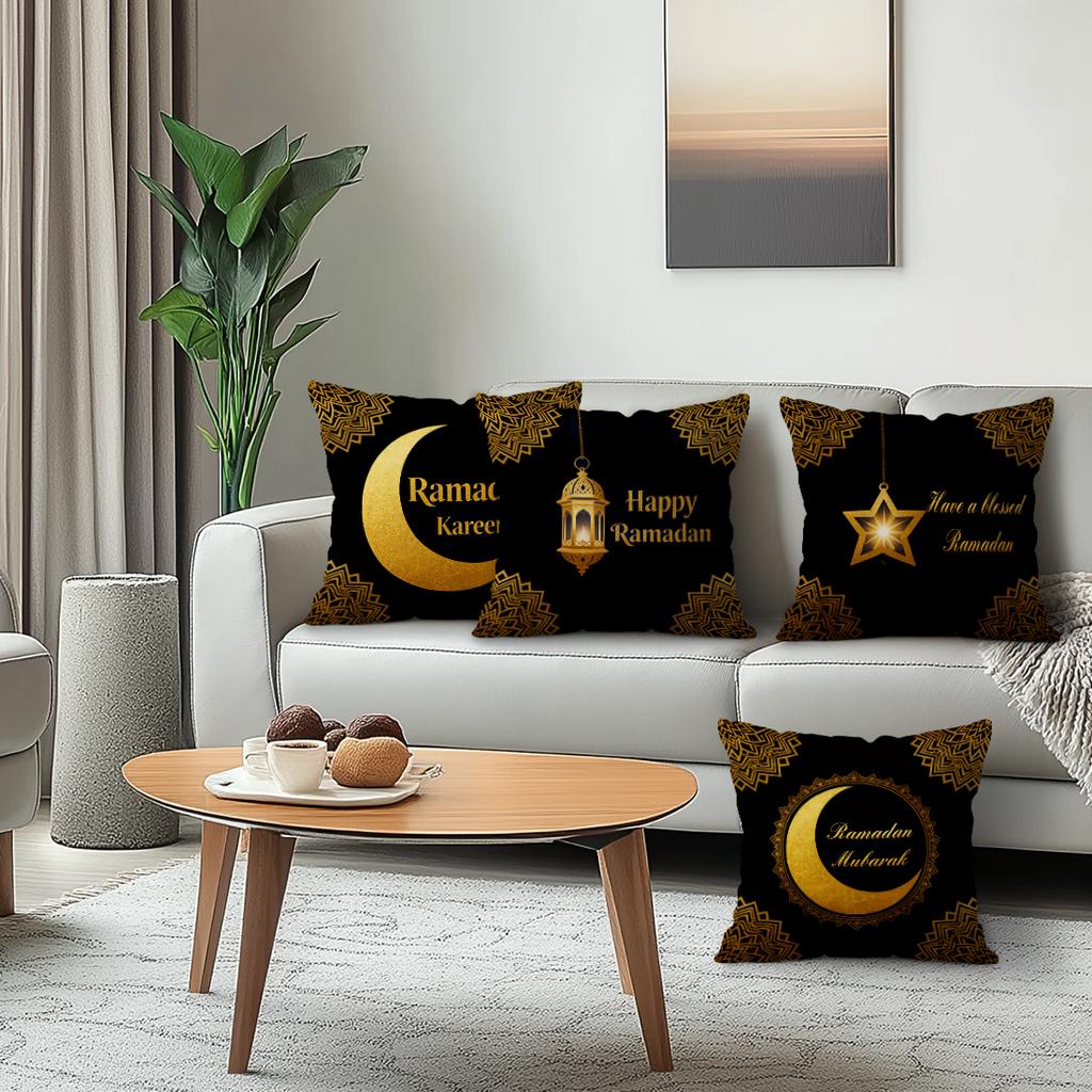 Ramadan Golden Crescent Moon Cushions Pillowcase Polyester Cushion Cover Throw Pillow Pillowcover Home Car Sofa Decor