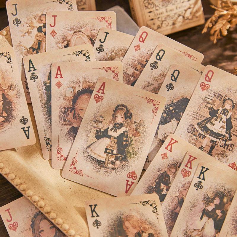 55 pcs Vintage Girl Character Card Paper, Poker-Themed Decorative Paper for Puzzle & Entertainment Crafts