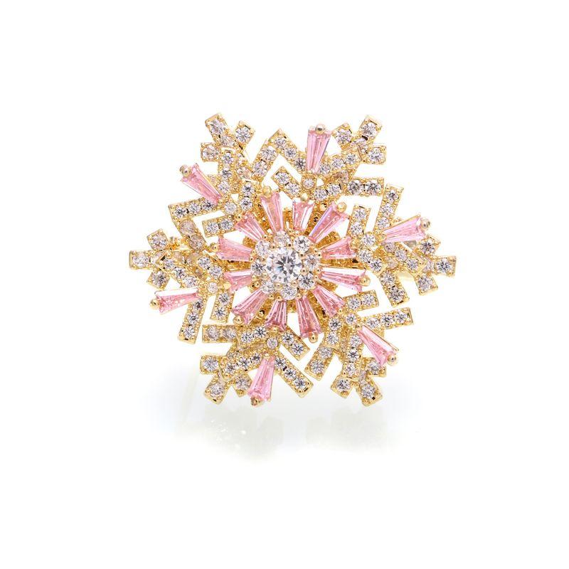 

2025 Новое поступление Высококлассная Роскошная Вращающаяся Брошь-Снежинка Фиксированная Булавка для Одежды Костюм Верхняя Одежда Корсаж Украшение Gold pink Rotate Snowflake Brooch diameter 3.3cm
