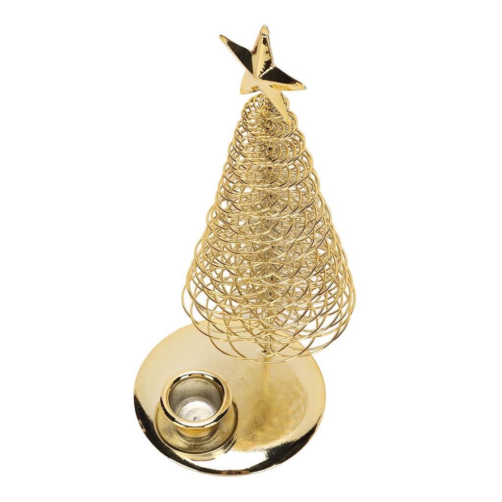 Christmas Tree Candlestick Holder with Star Metal Golden Christmas Tree Candle Stand for Festival Table Decoration