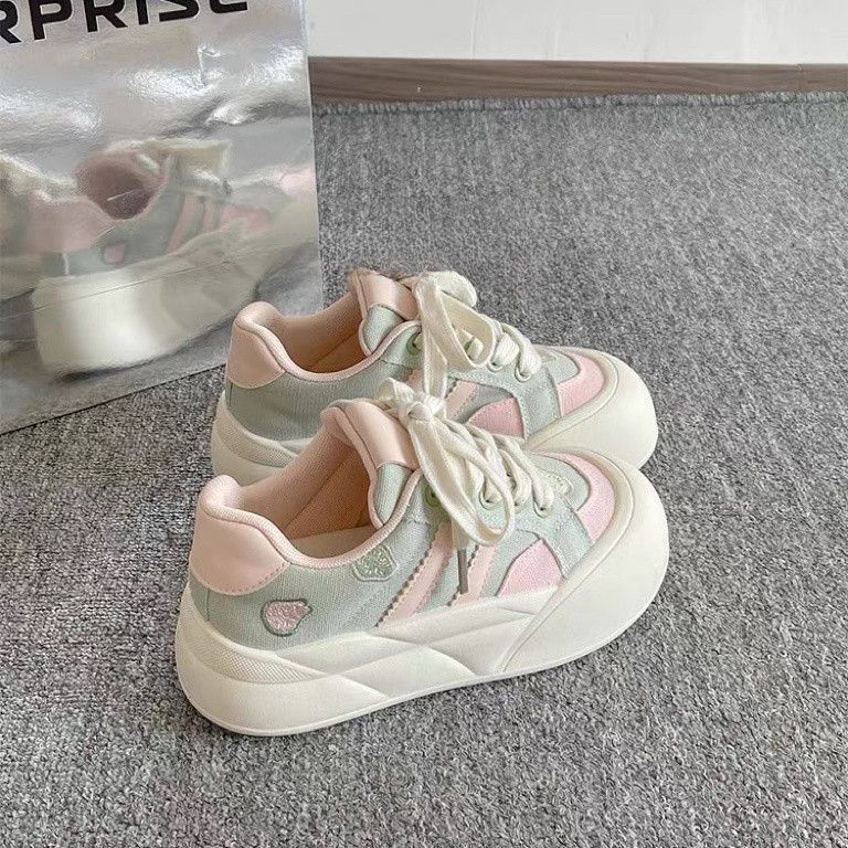 Round head platform casual bread shoes women's new summer thin breathable versatile with skirt white shoes board shoes