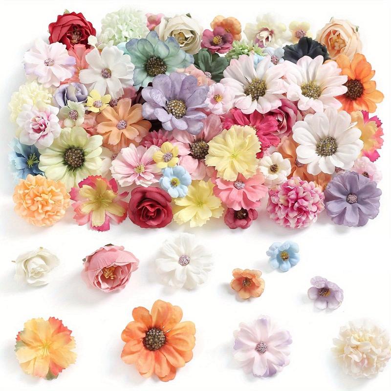 50Pcs Mini Rose Artificial Flowers Heads Fake Flower for Home Decor Wedding Decoration Bride DIY Craft Handmade Gift Accessories