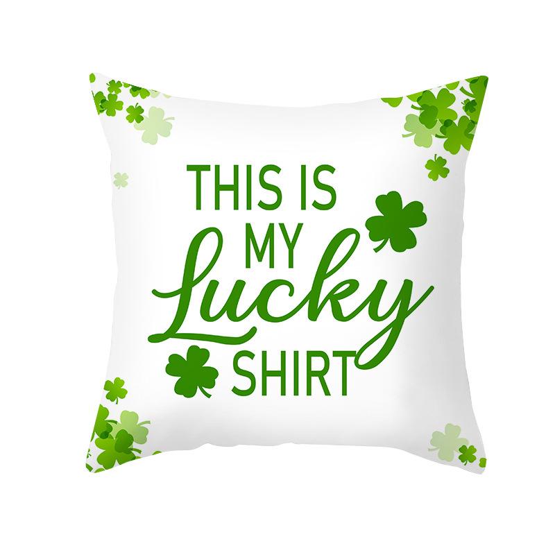 St. Patrick's Day Pillowcase, Nordic Peach Skin Velvet Printed Pillow Cover, Nordic Irish National Day Sofa Pillow