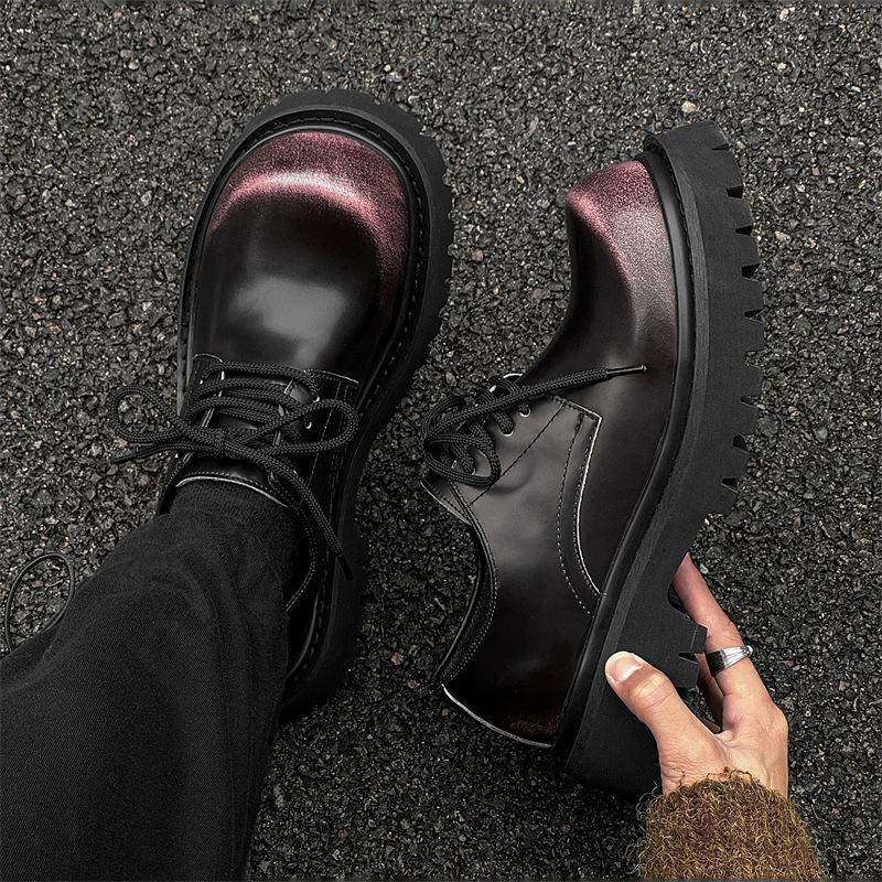 Store størrelser herremote ekte skinnsko snøresko plattform derby sko hip hop punk store tå cowboy designer sneakers fottøy