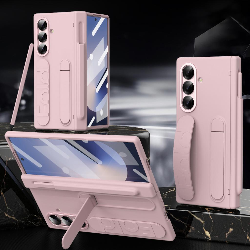 For Samsung Galaxy Z Fold7 5G Case Kickstand Wristband Hard PC Phone Cover with Pen Slot