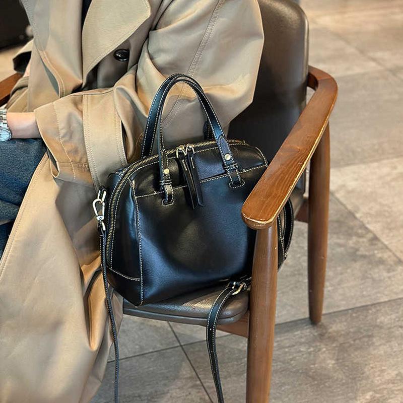 Genuine Leather Bag Crossbody Bag Large-capacity Commuter Handbag Shoulder Bag Retro Tote Bag