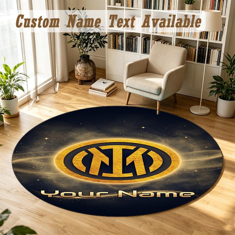 Round Rug Custom NameInter Milan Pattern Non Slip Carpet Home Floor Decor