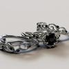 Set di Gioielli da Donna Trendy in Tre Pezzi: Anello Ondulato Floreale con Accento di Diamante Nero