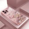 Luxury Pink Butterfly Pattern Pink Metallic Paint Glass Phone Case For iPhone 17Air 11 12 13 14 15 16 17 Pro Max Plus 16E Cover