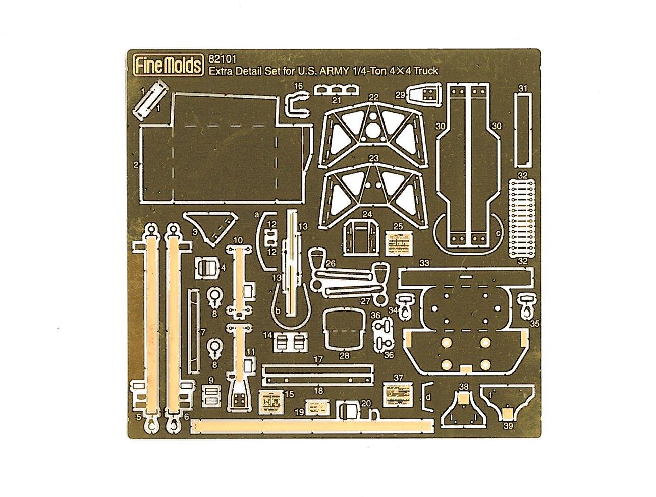 

Fine Molds Детали для армейского внедорожника США Пластиковая модель 82101 1/20 Детализация 1/4 тонны
