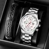 Steel Belt Watch Men'S Trend Fashion Quartz Watch Calendar Luminous