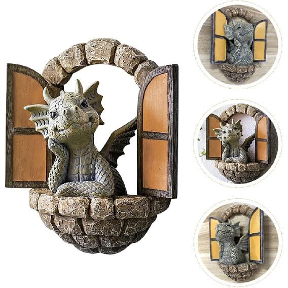 Holibanna 3D Dragon Wall Art Decor Hanging Dinosaurs Sculpture Wall Mounted Room Decor Home Wall Decorations for Kids Bedroom