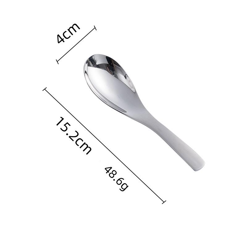 HANYANG Edelstahl-Löffel, verdickter Löffel, Reislöffel mit langem Griff für Kinder, Geschirr